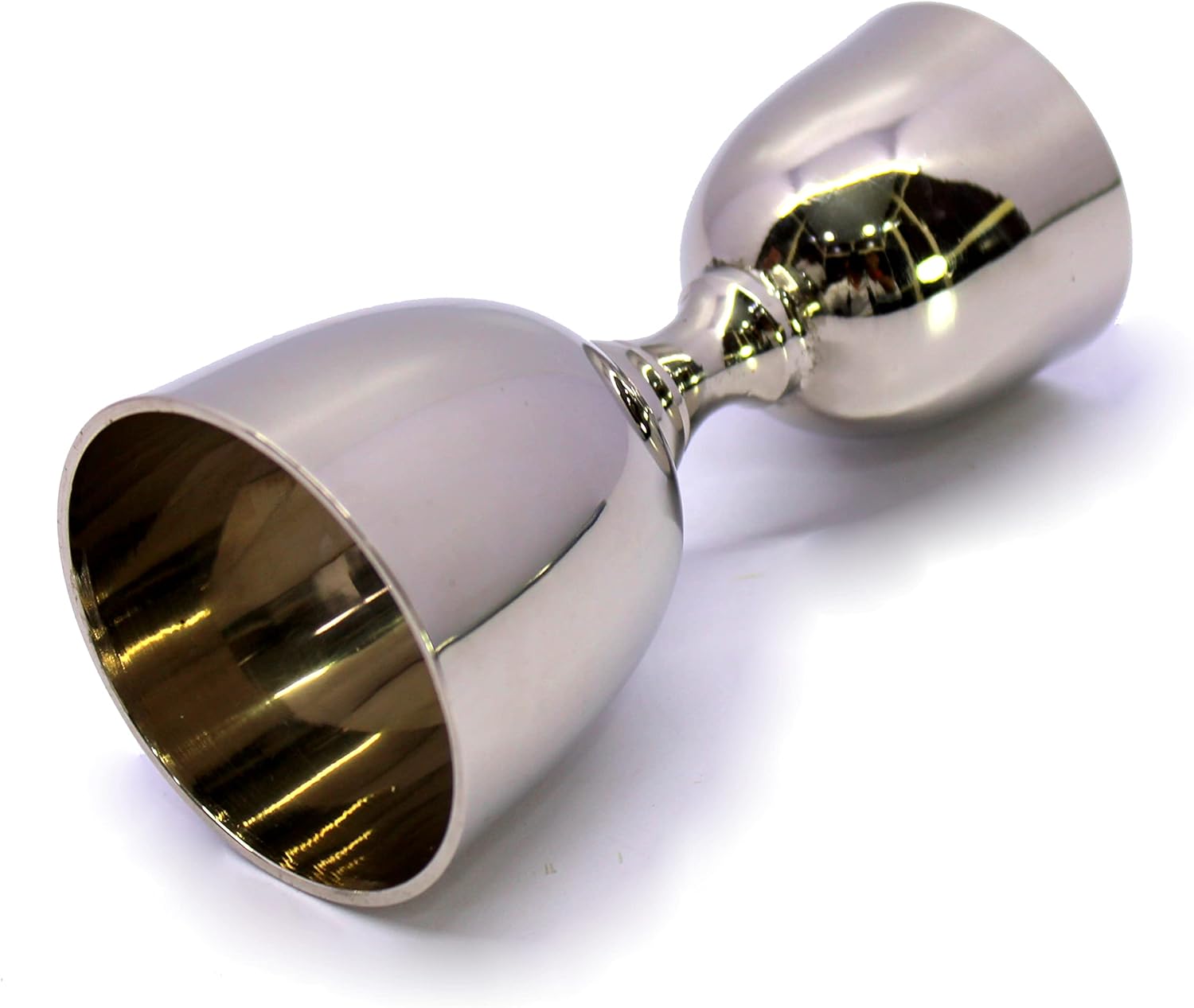 eSplanade Brass Liquor Peg Measuring Glass Jigger Bar Tool - Double Sided - 30 and 60 ml - Silver & Golden Engraved (Double Sided)