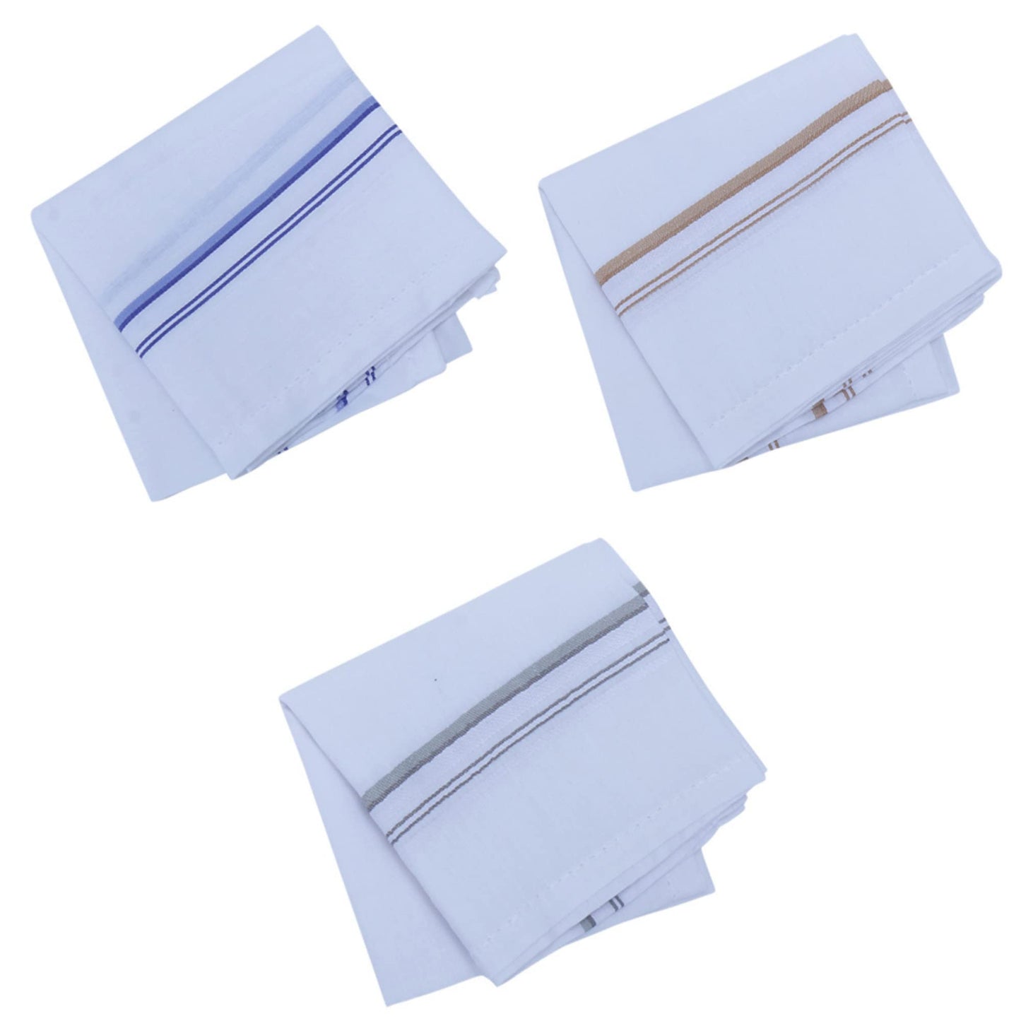 Royal Mart Men's Handkerchiefs - 100% Soft Cotton Hemstitch 17 x 17 Inches