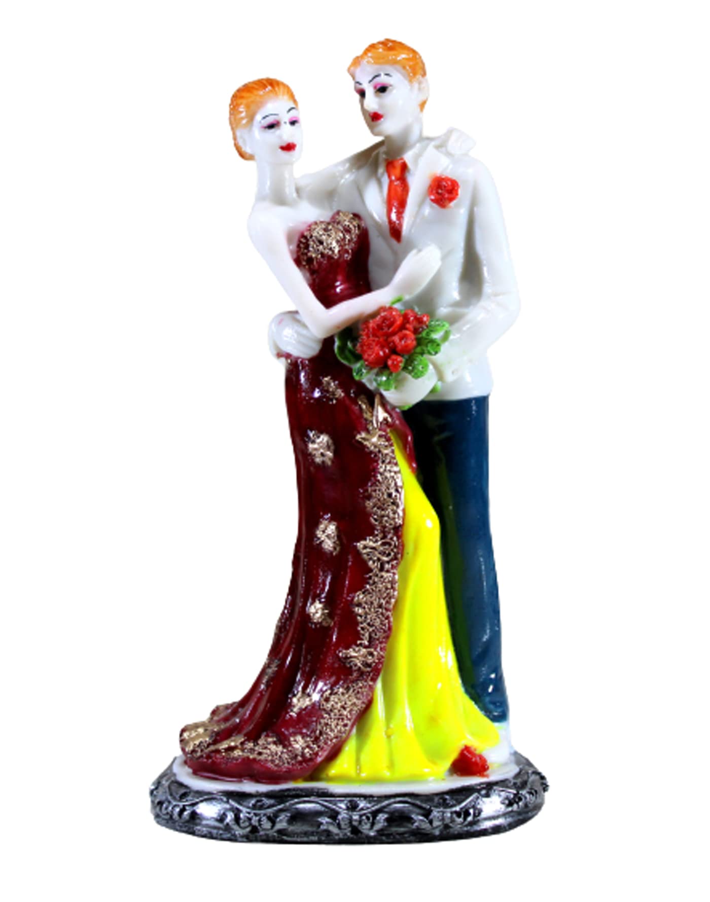 eSplanade Resin Love Couple Face Showpiece Statue Sculpture Figure for Home Decor Valentine Day Gift (Standing Couple 1 & 2)