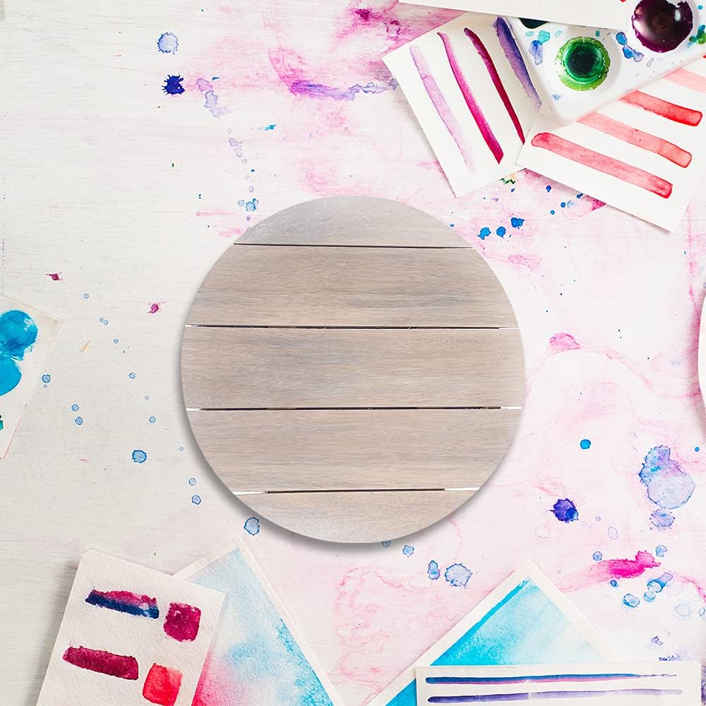 IVEI Wooden DIY Blank Name Plate Base Wood Sheet Craft - Plain Wooden Board Circular Cutouts for Painting Wooden Sheet Craft, Decoupage, Resin Art Work & Decoration