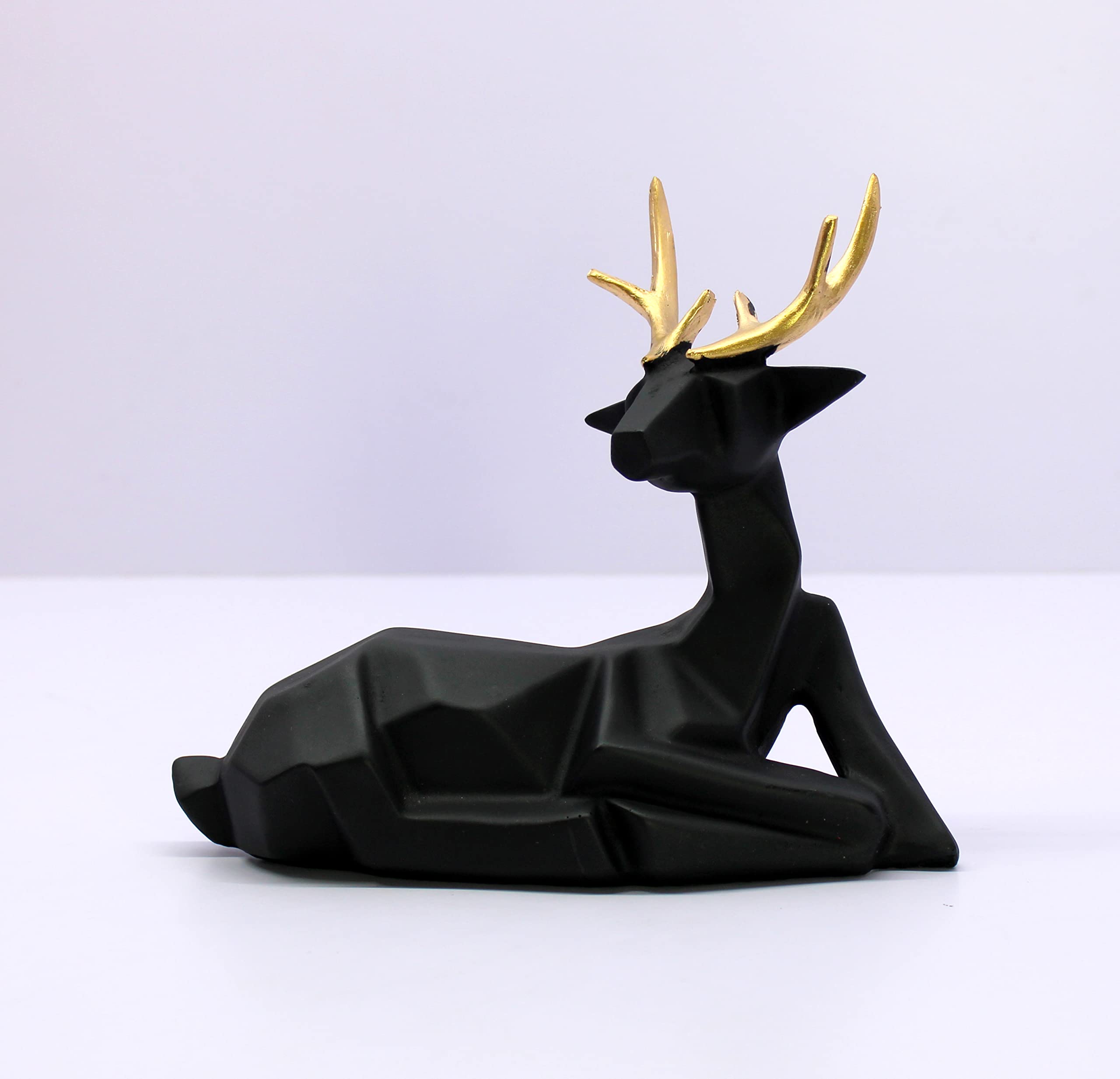 ESPLANADE Resin Deer/Antelope Pair - Set of 2 - Sculpture Figurine Showpiece | Decorative Items - Home Decor | Black - 7.5" Inches