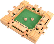 Clapjoy Shut The Box Dice Game for Kids & Adults [4 Sided Large Wooden Board Game, 2 Dice + Repeat Scorecard Usage] Educational Math Learning Toy, Table Top Game for The Party Family