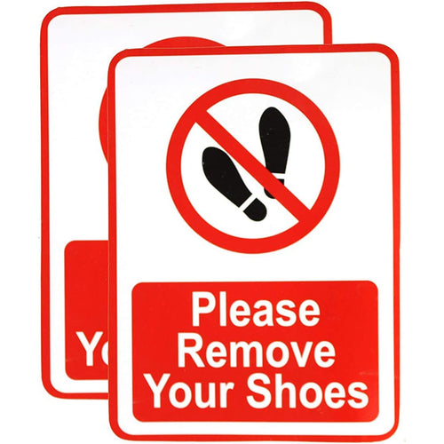 eSplanade Please Remove Your Shoes | No Shoes Allowed Sign Sticker Decal - Easy to Mount Weather Resistant Long Lasting Ink (Size 7.5