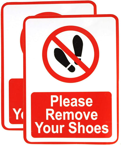 eSplanade Please Remove Your Shoes | No Shoes Allowed Sign Sticker Decal - Easy to Mount Weather Resistant Long Lasting Ink (Size 7.5" x 5.5") - for Office, Factory, Ships, Factory, Business etc