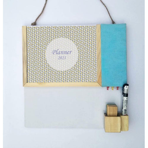IVEI Planner Combination Board - Blue- pin Board and whiteboard Combination Board with Planner - Dry Erase Board - Bulletin Board - Innovative Organizer- Office and Home