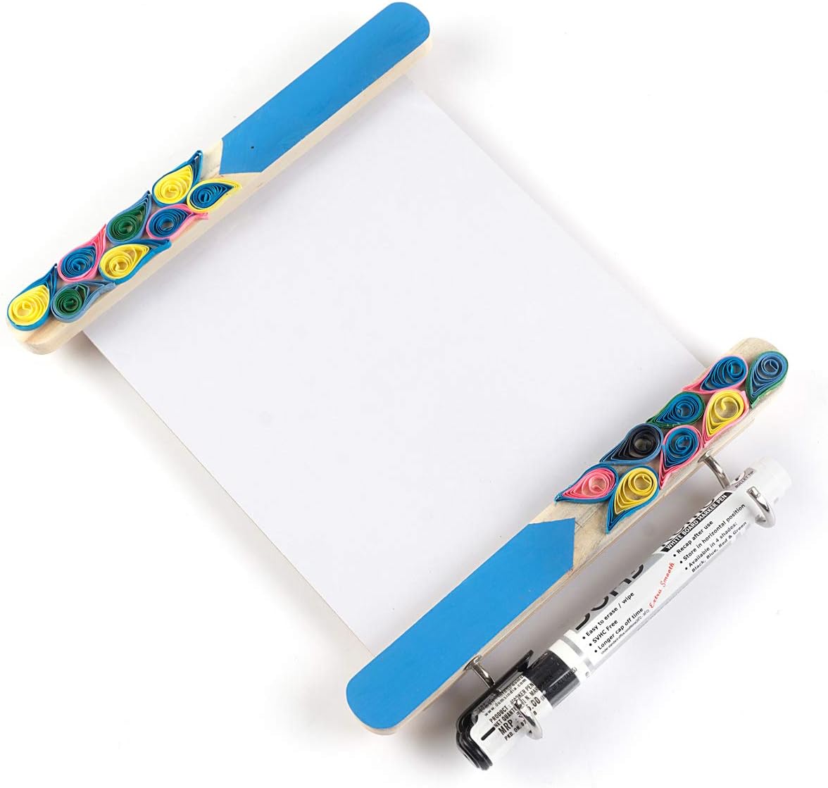 IVEI Fridge Magnet with Hooks, Dry Erase Board - Easy to Wipe White Board - Paper Quilling on a Wooden Frame – Unique to-Do-List - Magnet for Fridge - Best Gift