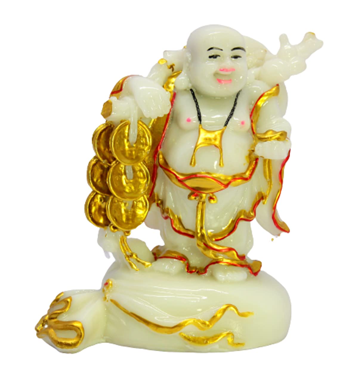 eSplanade Resin Laughing Buddha Statue | Feng Shui Figurine Showpiece for Living Room Home Office Decoration and Gift -16" inches (Big Size) (Black)