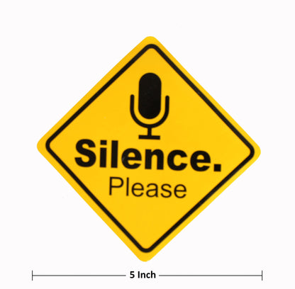 eSplanade Silence Please Sign Sticker Decal - Easy to Mount Weather Resistant Long Lasting Ink (Size -5.5"x5.5")