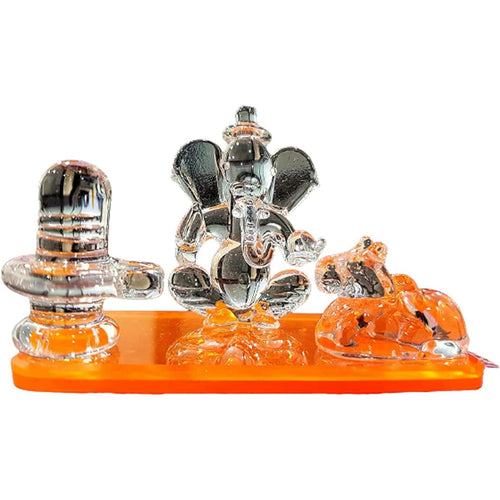 eSplanade Glass Ganesh Ji with Shivling and Nandi | Ganpati Murti Idol Statue Sculpture - 2.5