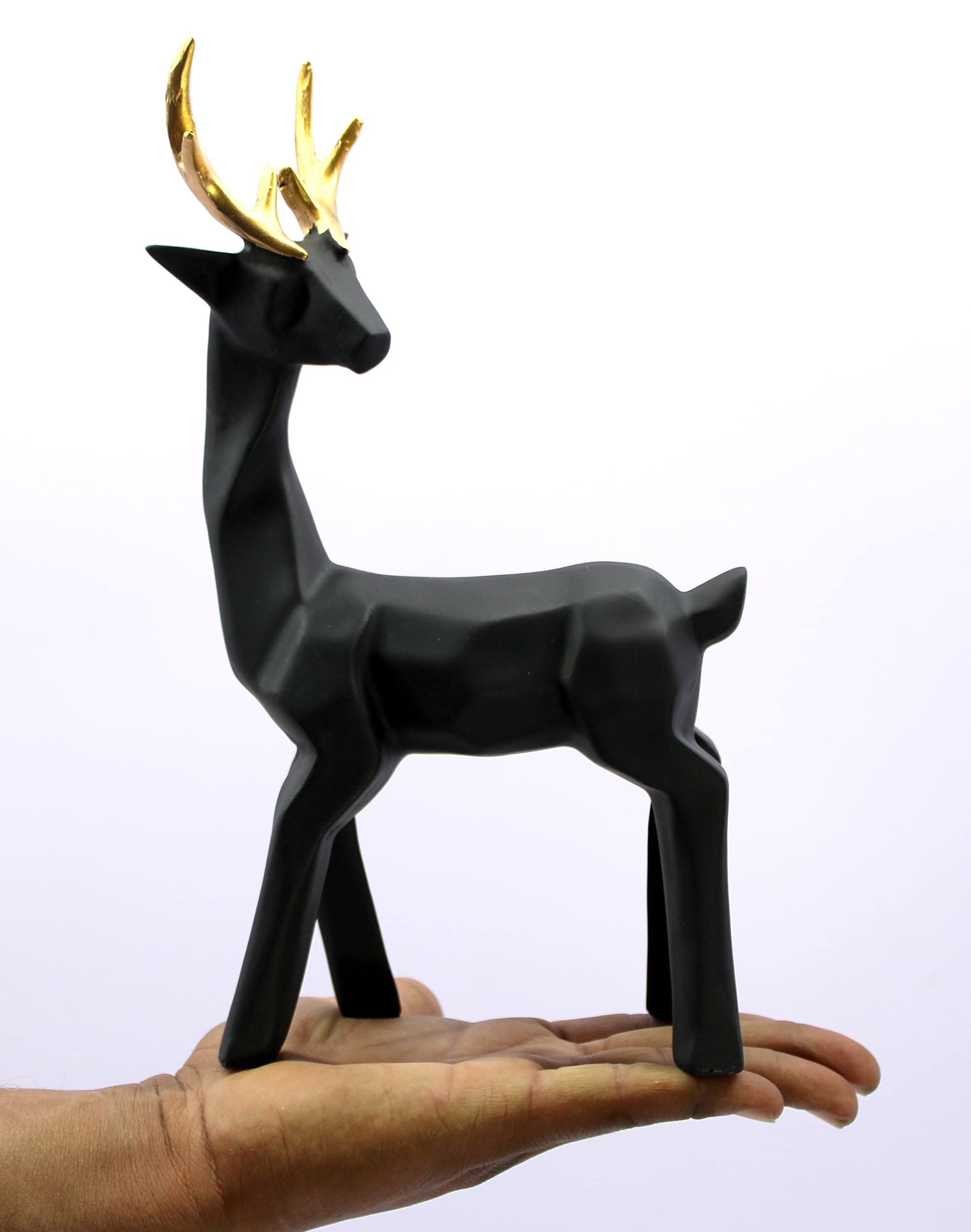 ESPLANADE Resin Deer/Antelope Pair - Set of 2 - Sculpture Figurine Showpiece | Decorative Items - Home Decor | Black - 7.5" Inches