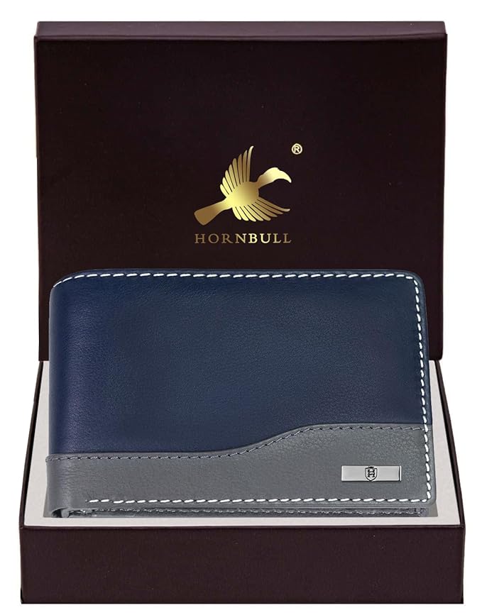 HORNBULL Buttler Navy Wallet for Men | Stylist Mens Wallet with RFID Blocking | Genuine Leather Gift for Mens