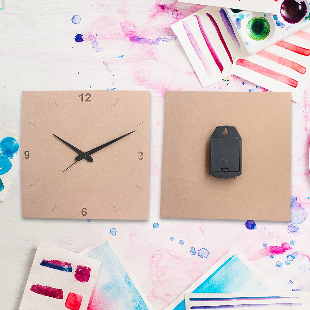 IVEI DIY Clock MDF Clock Numbers Cut - Wooden Craft - MDF Round Clock Cutout - Plain MDF Blank Wall Clock for Painting Wood Sheet Craft, Decoupage, Resin Artwork & Decoration (Round & Square)