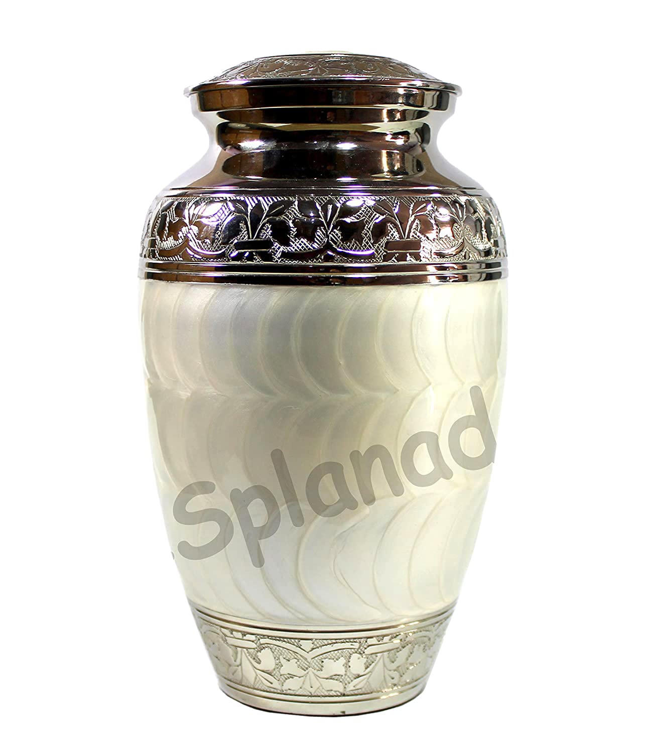 eSplanade Brass Cremation Urn Memorial Jar Pot Container | Full Size Urn for Funeral Ashes Burial | Meenakari Design Metal Urns | Blue - 10" Inches