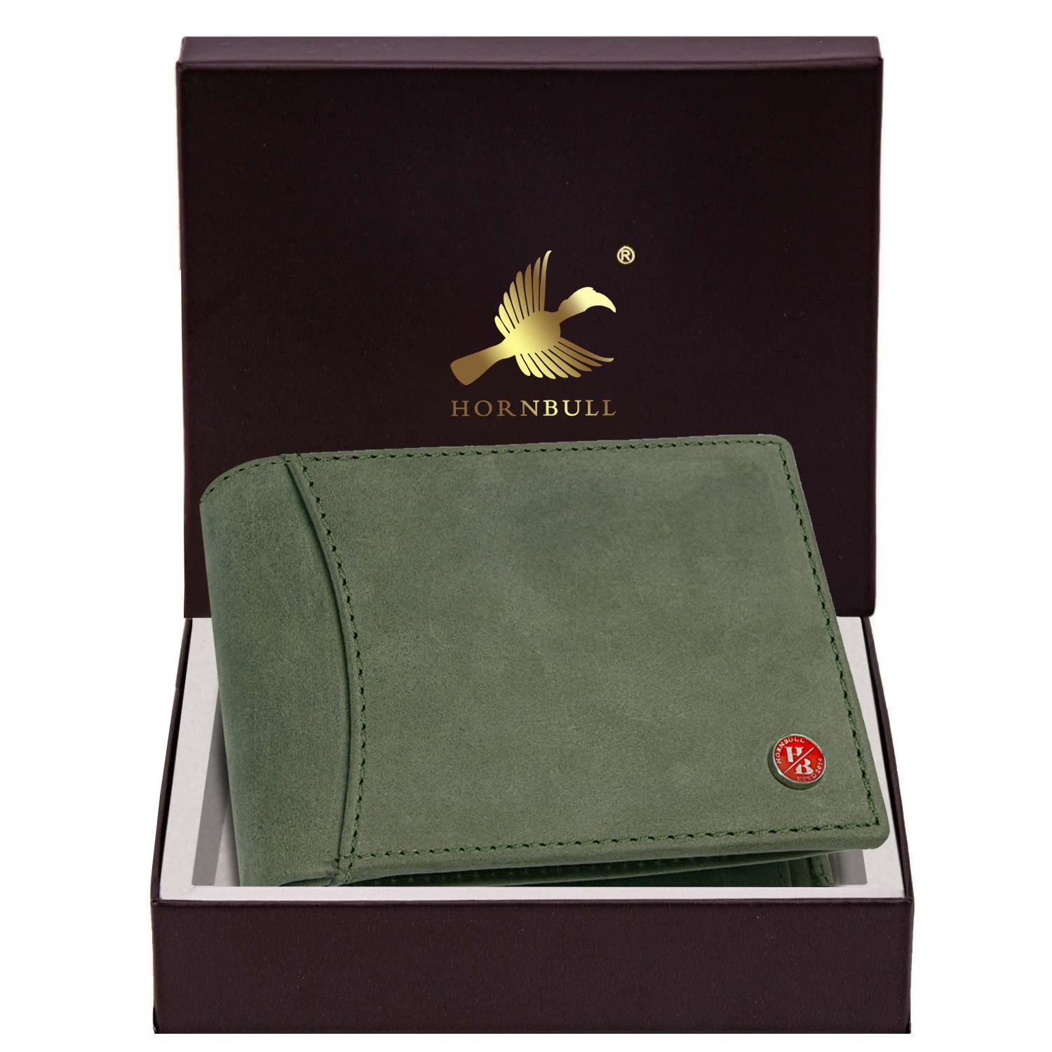 HORNBULL Themes Green RFID Blocking Leather Wallet for Men | Wallets Men Leather | Mens Wallet