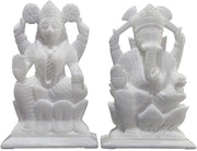 StonKraft - 7" (BIG SIZE) - Ganesh Laxmi Idol - Marble Lord Ganesh Ganpati Ganesha Laxmi Lakshmi Idol, Statue, Murti, Sculpture - Plain & Colourfull