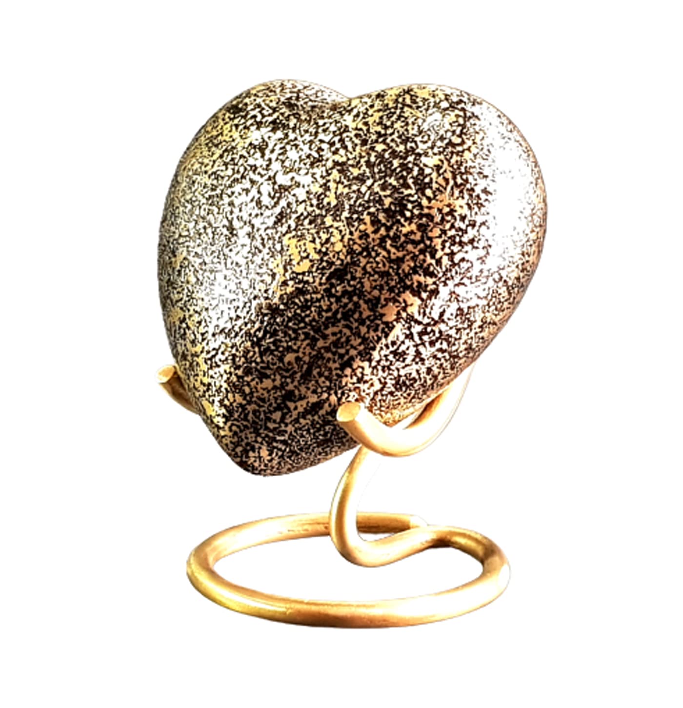 eSplanade Metal Mini Cremation Urn Heart-shaped Keepsake Memorial Jar Pot Container | Small Urn for Funeral Ashes Burial | Wave Textured Metal Keepsake with Stand | Multicolor