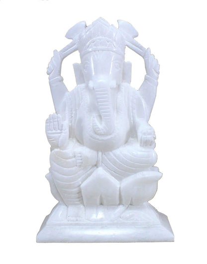 StonKraft Marble Ganesh Ganesha Statue Murti Idol (5" Left Trunk)