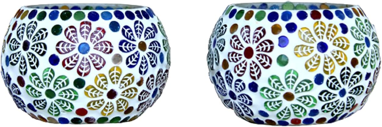 eSplanade Tealight Tea light Votive Candle Holders Votive - Glass (Set of 2) Multicolor