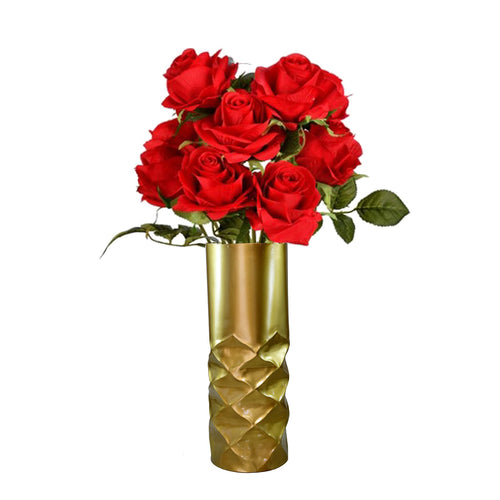 eSplanade Metal Flower Vase Flower Pot Holder Decorative Showpiece - Home Decor - Golden - 11