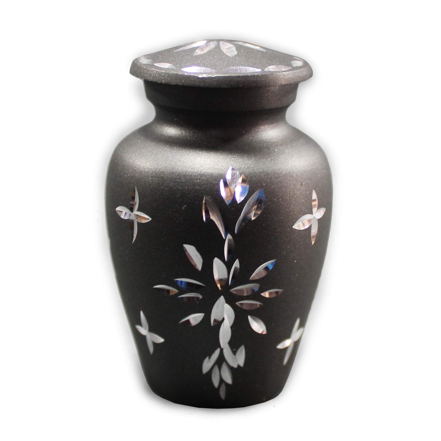 eSplanade Metal Mini Cremation Urn Keepsake Memorial Jar Pot Container | Small Urn for Funeral Ashes Burial | Etched Pattern Metal Keepsake | Grey - 3" Inches