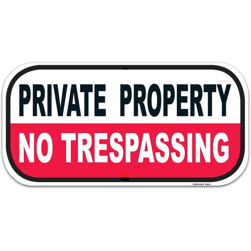 eSplanade Private Property Sign, No Trespassing Sign Sticker Decal - Easy to Mount Weather Resistant Long Lasting Ink (Size - 6