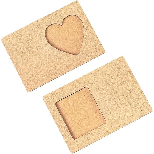 IVEI DIY Rectangle Photo Magnets -Plain MDF Photo Frame Fridge Magnet Blanks Cutouts - Rectangle Shaped Magnets for Painting Wooden Sheet Craft, Decoupage, Resin Art Work & Decoration