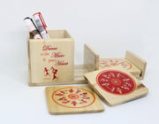 IVEI Warli Wooden Pen Stand with Mobile Holder and Coaster - Utility Pen Stand - Desk Organizer - Stationery Holder - Table Top Items - Unique Pattern Coaster - Best Gift for Office and Home