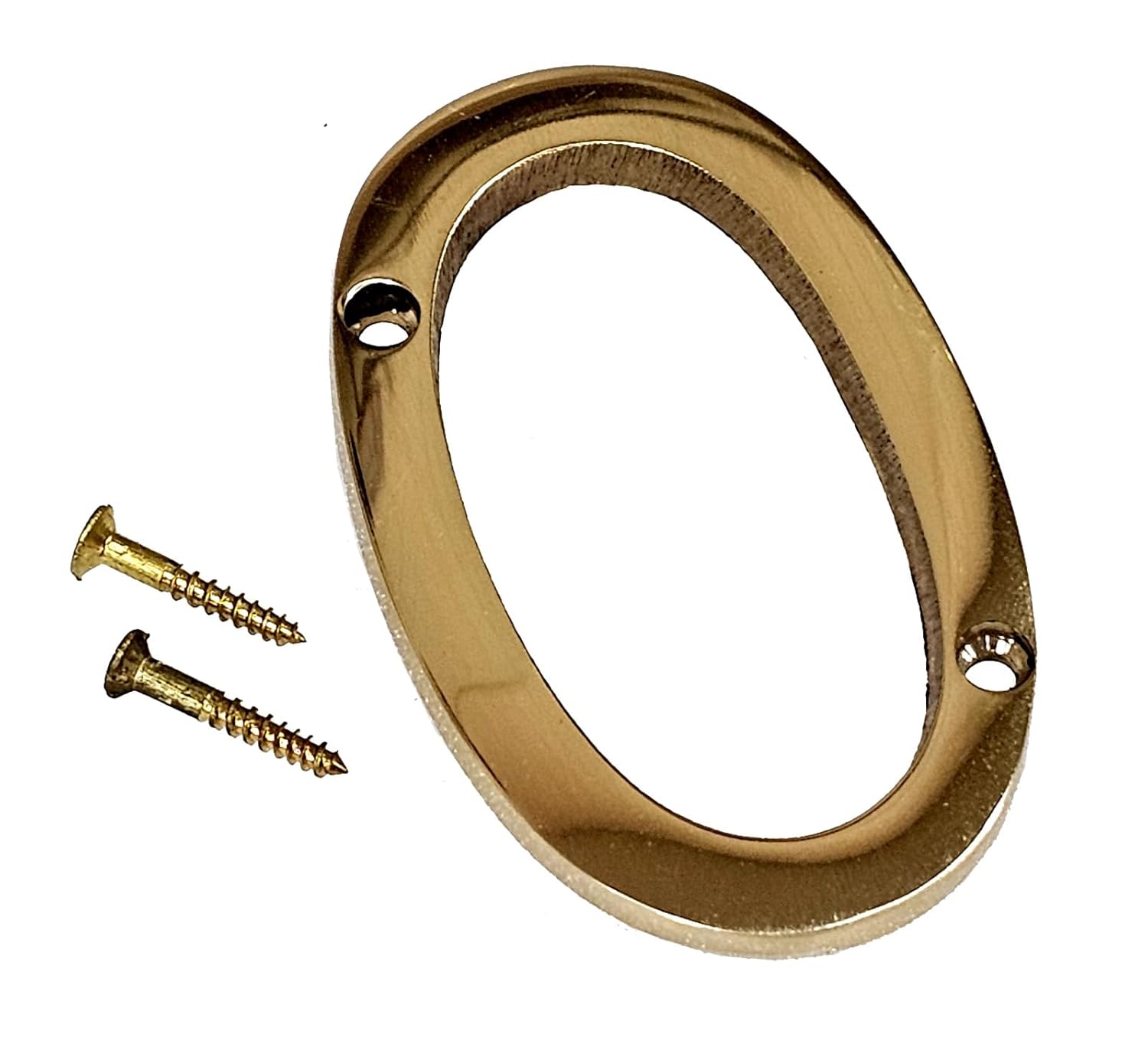 eSplanade 3" Brass House Hotel Door Number Plaque – Numeric Numerical Digit Sign for Home Office Hotel Guest House – Polished Brass Finish with Screws