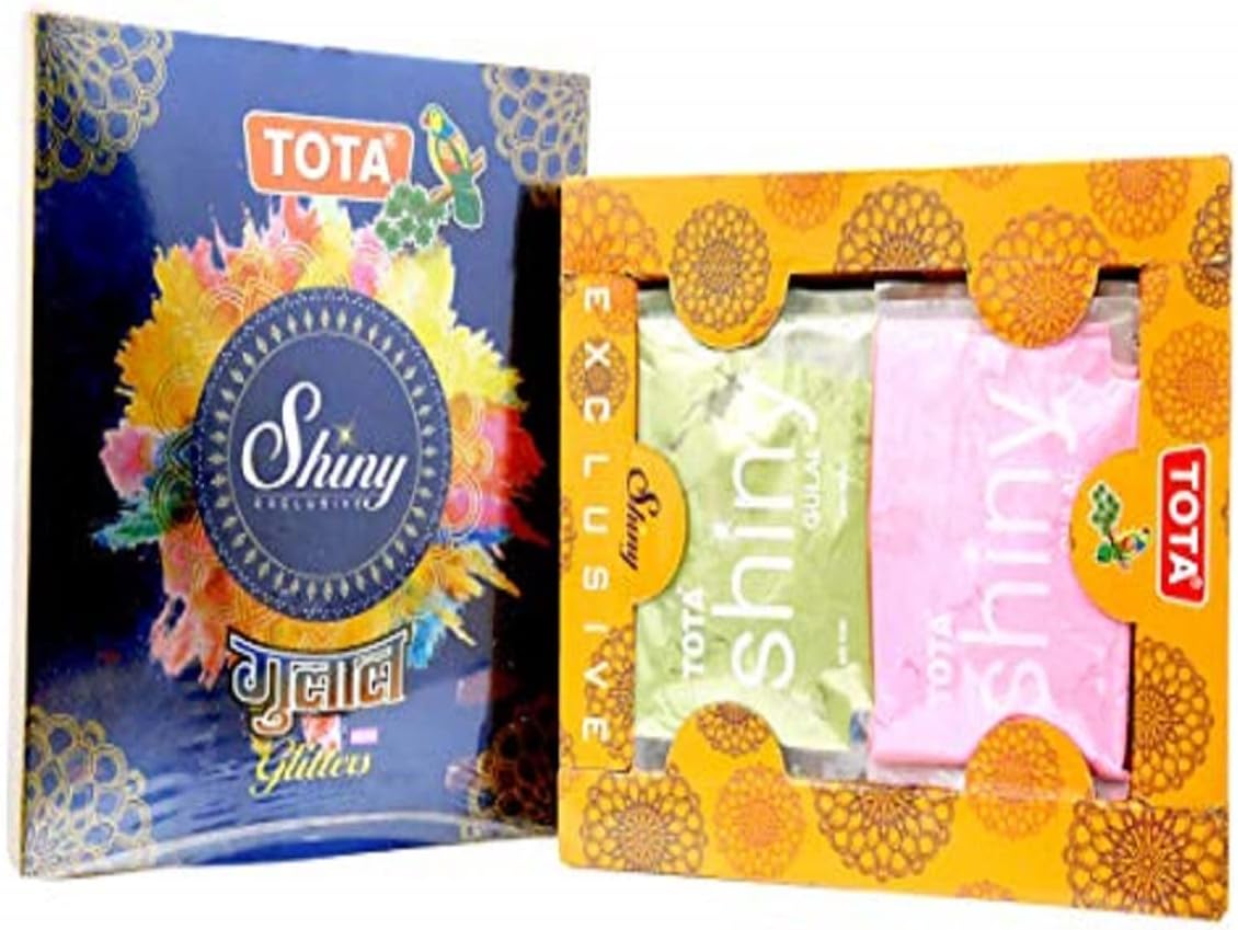 TOTA Shiny Gulal – 10 Different Holi Colours with Glitters | Natural and Herbal Baby Gender Reveal Color Powder Gift Pack – 400 Gm