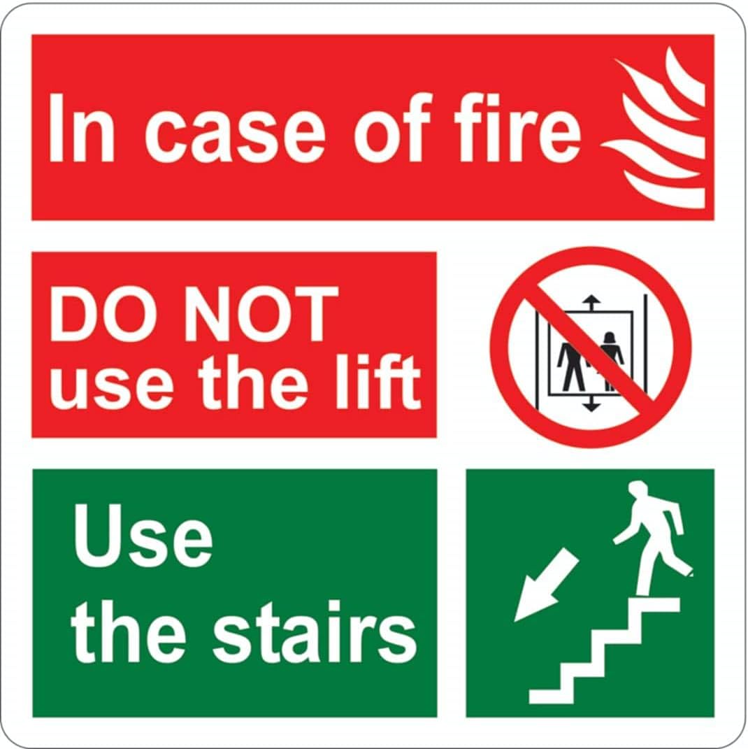 eSplanade Fire Safety Sign Decal Sticker - Easy to Mount Weather Resistant Long Lasting Ink Size (8" x 8")