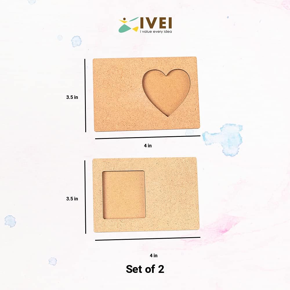 IVEI DIY Rectangle Photo Magnets -Plain MDF Photo Frame Fridge Magnet Blanks Cutouts - Rectangle Shaped Magnets for Painting Wooden Sheet Craft, Decoupage, Resin Art Work & Decoration