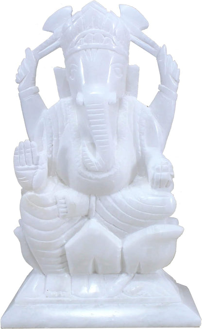 StonKraft Marble Ganesh Ganesha Statue Murti Idol (5" Right Trunk)