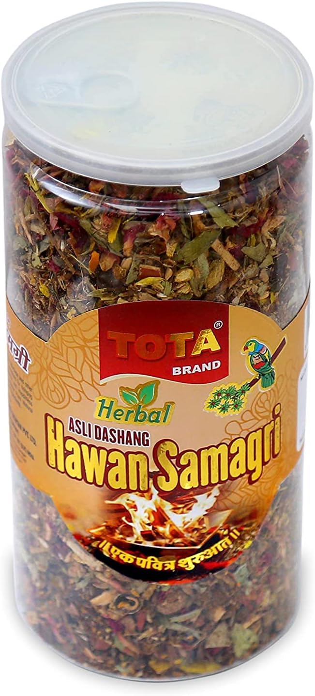 Tota Hawan Samagri for Pooja - 400gm Jar |100% Pure Havan Samagri Dhoop with 38 Type of Natural Herbs for Hawan kund, Durga Puja, Home Pooja, Yagya,Diwali and Other Occassions