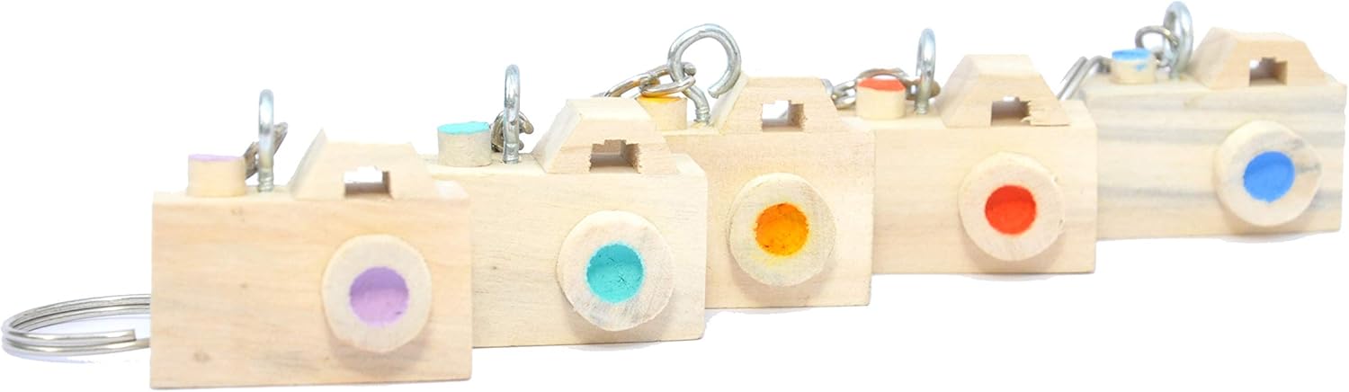 IVEI Wooden Turtle/Camera Key Ring - Set of 3 /Key Chains/Bag Charms/ Party Favors