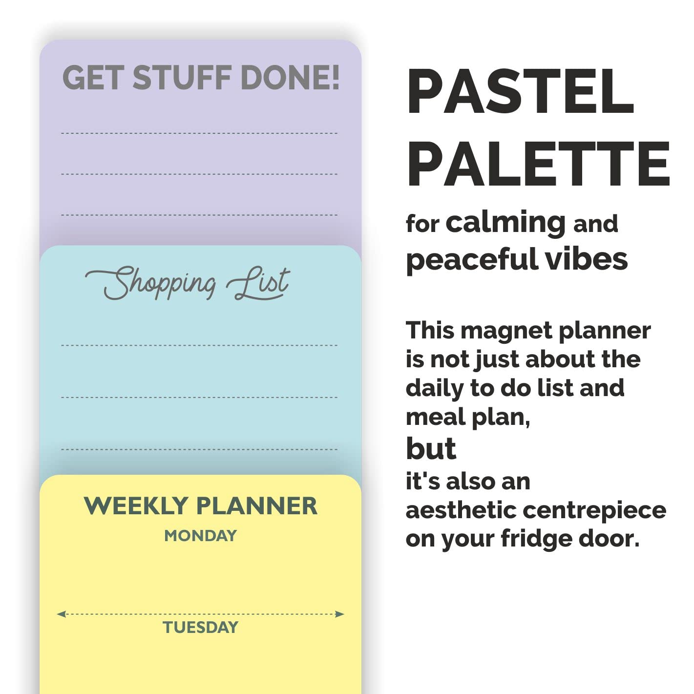 XOXOMags Mini Fridge Magnet Write-Erase Planner Board - for Daily and Weekly Tasks, Meal Planner, Organizer, Shopping Checklists for Home and Office (Pastel & Rainbow combo)