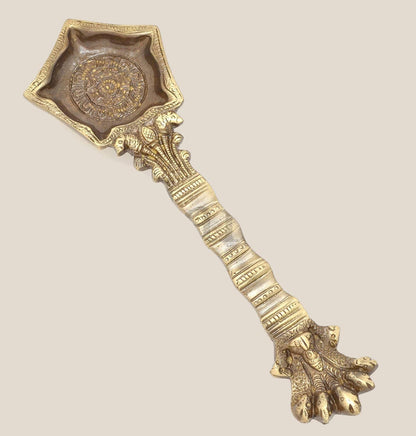 Brass Panchmukhi Nag Head Pooja Diya | Home Decor | Diya Deepak Deepam | Pooja Articles - Oil Lamp, Pooja Diya, Puja Spoon - 8.5" Inches