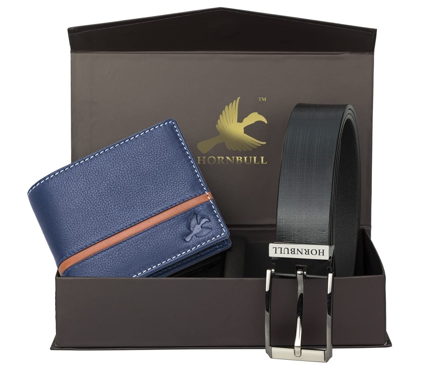 HORNBULL Denial Leather Combo Gift For Men | Wallets Men With Rfid Blocking | Mens Wallet (Bw104150),blue