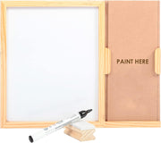 IVEI MDF Wood White Board with Duster & Chalk, Dry Erase Board with DIY Panel for Room Décor, 14x11x0.75 in - Brown & White