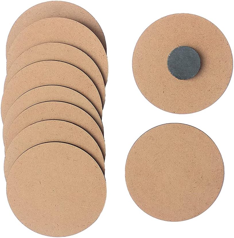 IVEI DIY MDF Wood Sheet Craft Magnet - Plain MDF Fridge Magnet Blanks Cutouts - Magnets for Painting Wooden Sheet Craft, Decoupage, Resin Art Work & Decoration