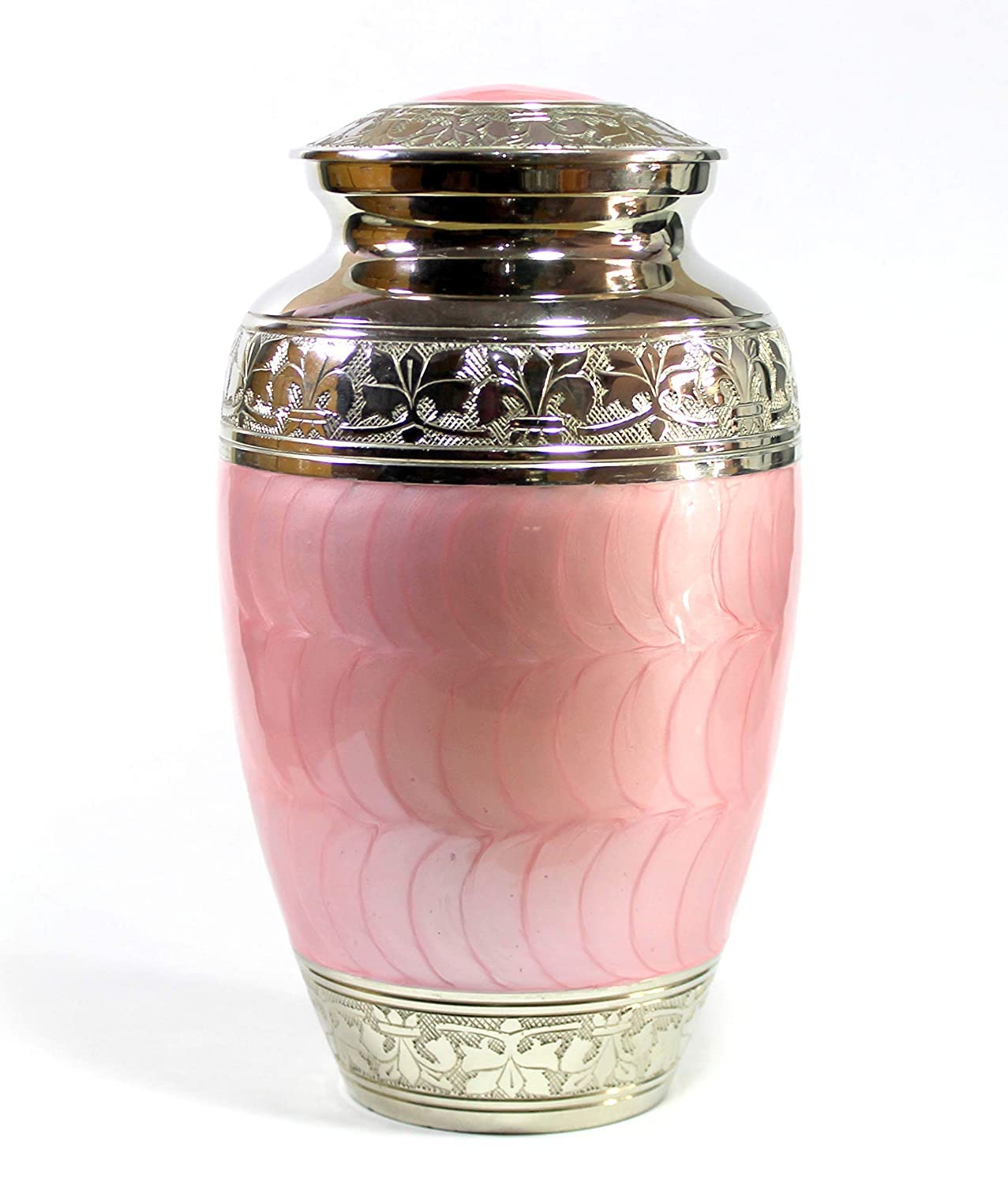 eSplanade Brass Cremation Urn Memorial Jar Pot Container | Full Size Urn for Funeral Ashes Burial | Meenakari Design Metal Urns | Blue - 10" Inches