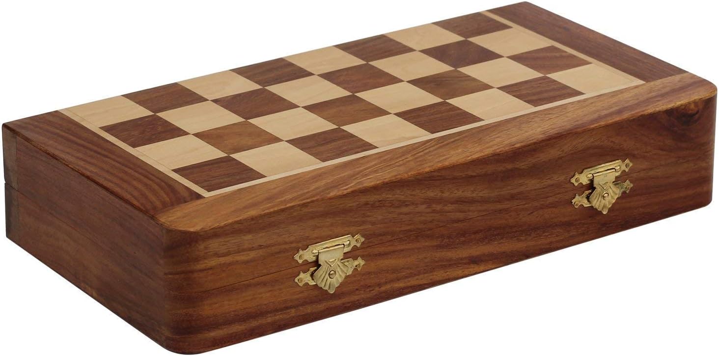 StonKraft Stone Chess Board with Wooden Base - 12" x 12" Inches