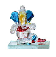 eSplanade Glass Ganesha Idol | Home Decor | Ganpati Ganapati Murti Statue - 2" Inches (Small Size) - Ideal for Car Dashboard