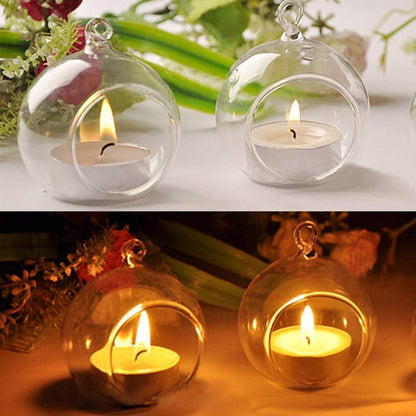 eSplanade Glass Hanging Planters & Tealight Holders Set of 2 for Home Decor, Garden & Office (4.5 "x 4" Inches)