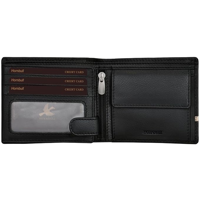 HORNBULL Denial Black Mens Leather Wallet | Leather Wallet for Mens & Valentine Gift Hamper | Branded Mens Wallet