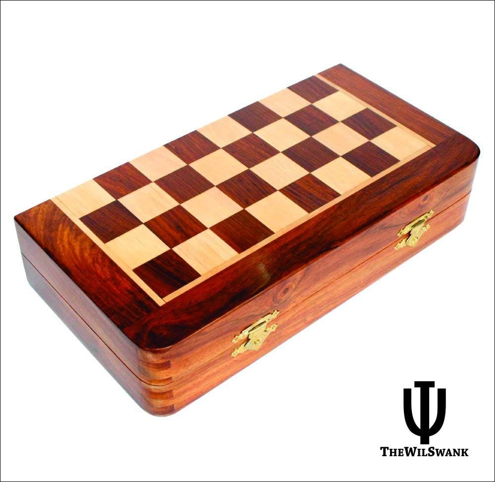 StonKraft 10" x 10" Wooden Chess Game Board Set + Wooden Chess Pieces