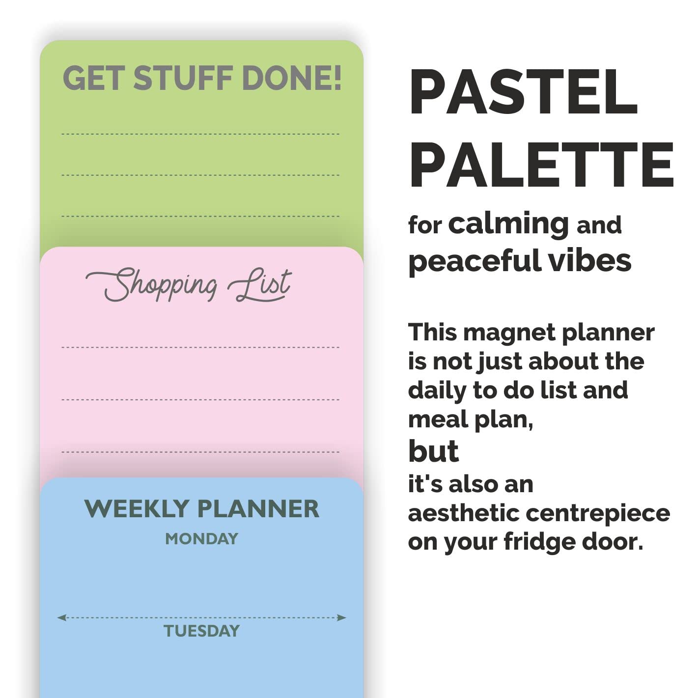 XOXOMags Mini Fridge Magnet Write-Erase Planner Board - for Daily and Weekly Tasks, Meal Planner, Organizer, Shopping Checklists for Home and Office (Pastel & Rainbow combo)