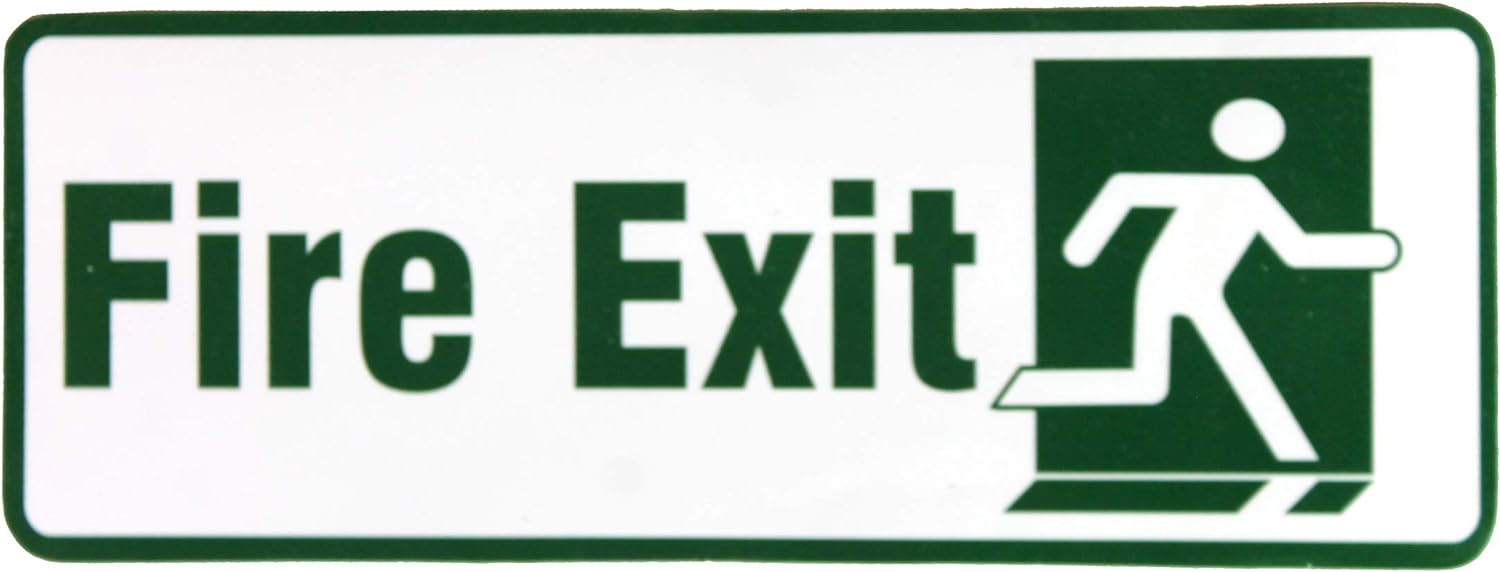eSplanade Fire Exit Door Sign Sticker Decal - Easy to Mount Weather Resistant Long Lasting Ink (Size 7.5" x 2.5")