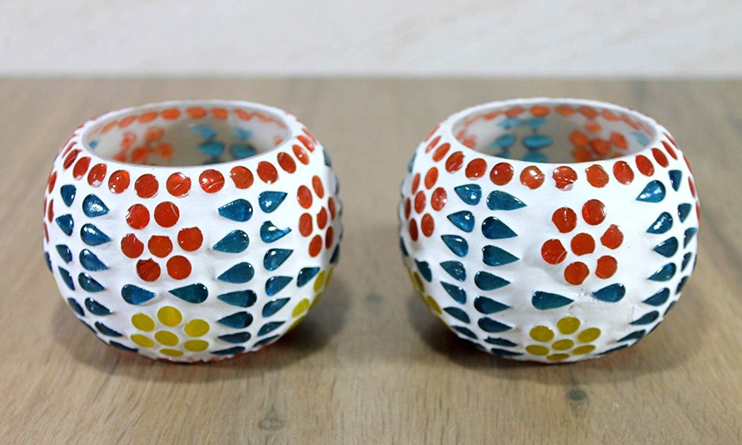 eSplanade Tealight Tea light Votive Candle Holders Votive - Glass (Set of 2) Multicolor