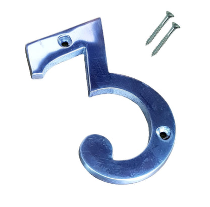 eSplanade 4" Aluminium House Hotel Door Number Plaque Sticky Numeric Numerical Digit 0-9 (3(Three))