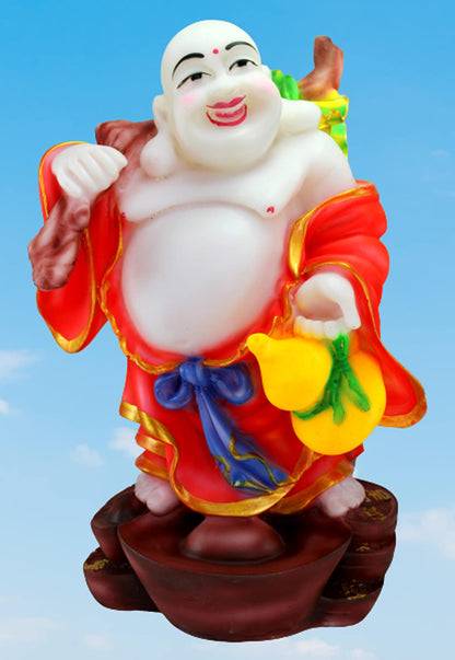 eSplanade Laughing Buddha Statue for Money, Wealth & Good Luck | Resin Home Decor Item for Living Room, Office Table Desk, Shelf | Feng Shui Showpiece, Idol & Figurine | House Warming Gift, 6.5"